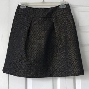 Loft Gold & Black Metallic Jaquard Skirt SZ 2